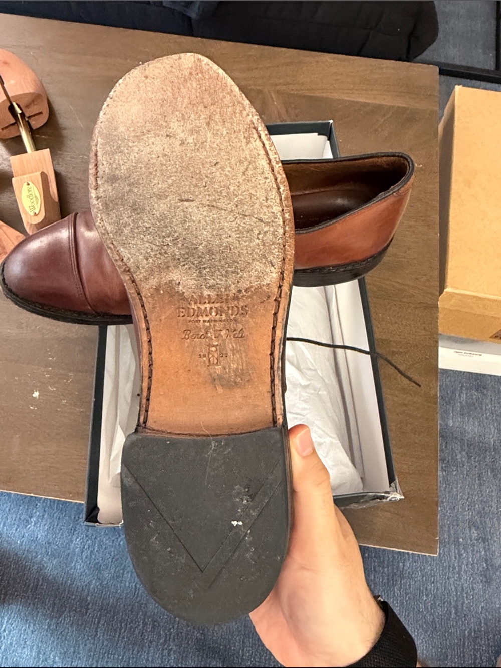 Allen Edmonds Brown Cap-Toe Oxfords - Picture 4 of 5